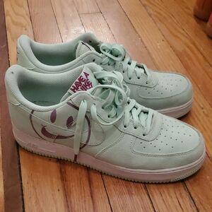 Nike Air Force 1 '07 Have A Nike Day Mint Green Sneakers with Purple Accents